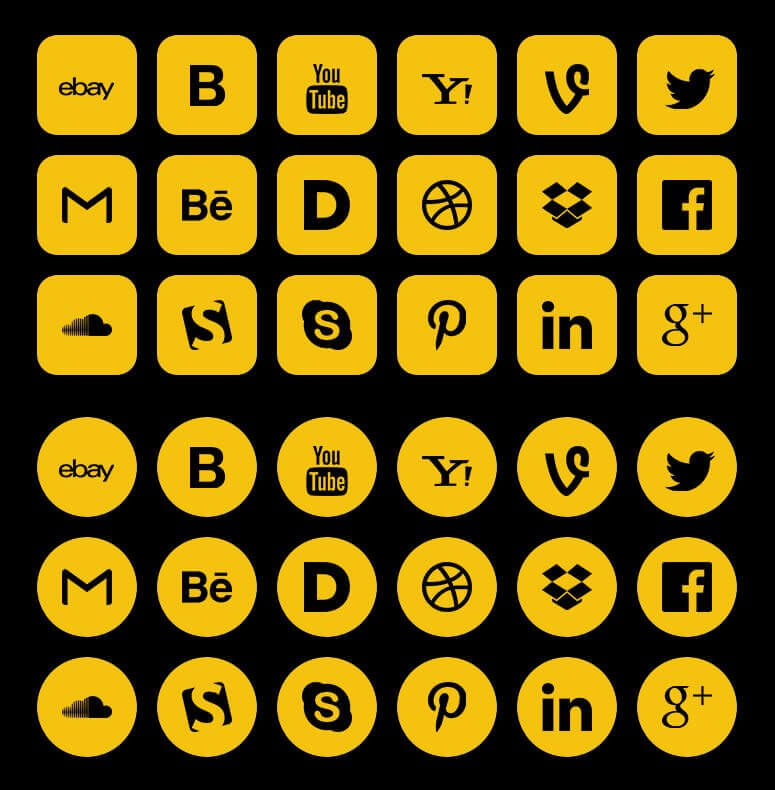 Социальные иконки - квадратные с плавным скруглением