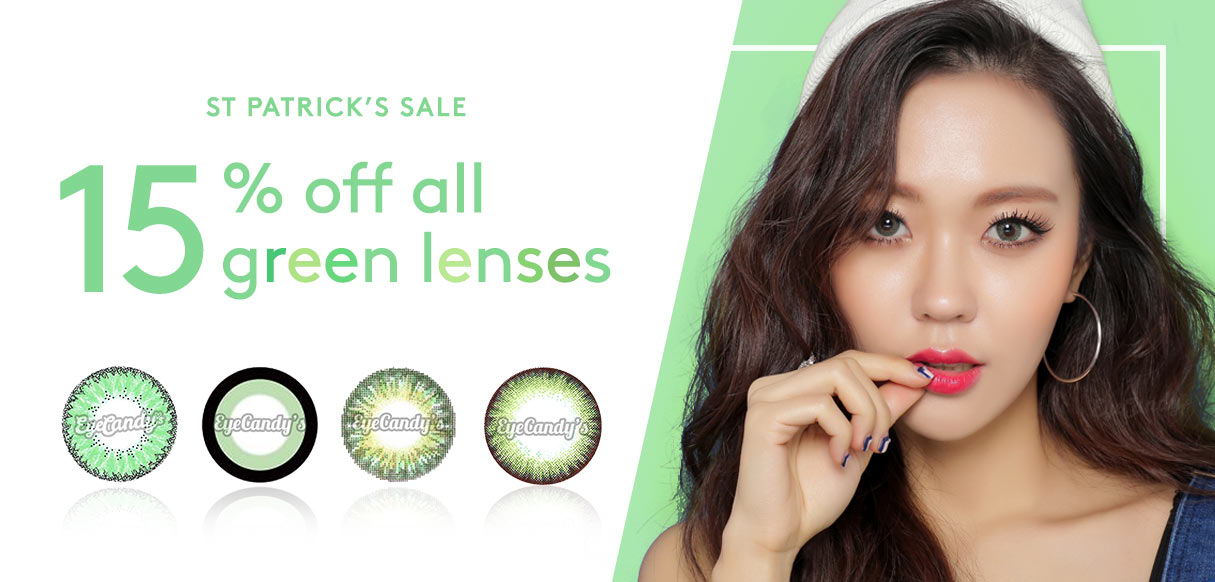 St. Patrick's Day Sale. 15% OFF ALL GREEN LENSES