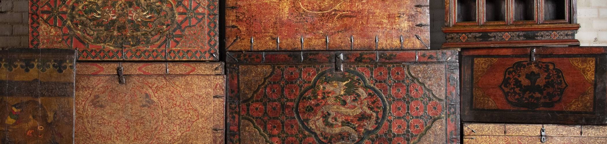 Tibetan Choksar with Dragon Painting - Early 18thC Tibetan Choksar with Dragon Painting - Early 18thC