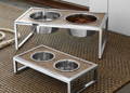 Modern farmhouse two bowl dog feeder rustic