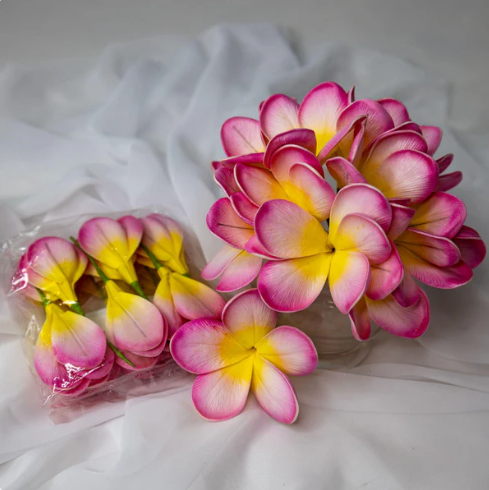 Light Pink Frangipani Flowerhead (6 Pack) - Realistic Artificial Flowers - Image 2