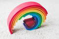 Colorful wooden Montessori Rainbow toy.
