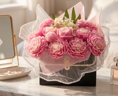 Strawberry & Vanilla Soap Flower Bouquet