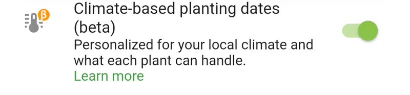 Climate-based planting dates setting in Settings