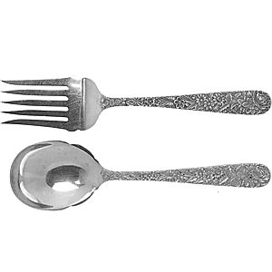 Solid Oversized Serving Salad Set Repousse (Sterling, 1924, S.Kirk & Son, Inc.)