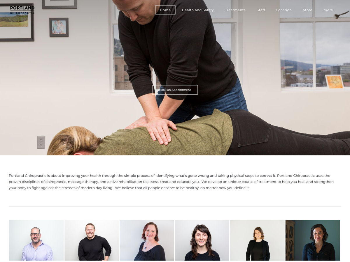 Screenshot of Portland Chiropractic, from the chiropractor websites collection.
