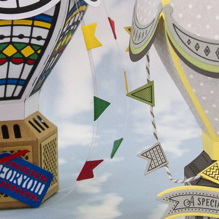 Zoomed in picture of paper crafted hot air balloon
