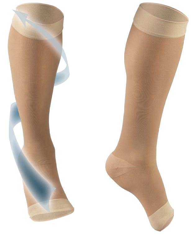 Ladies' Knee High Open Toe Sheer Stockings With Arrow Travelling Up Leg