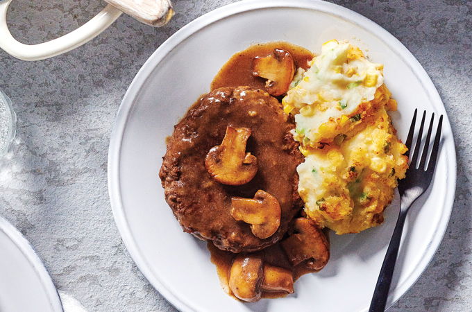 Hamburger steak aux champignons