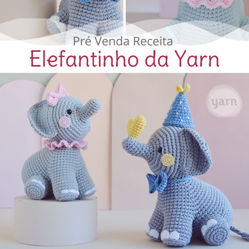 Het patroon voor het haak speelgoed van Yarn's Little Elephant Amigurumi.