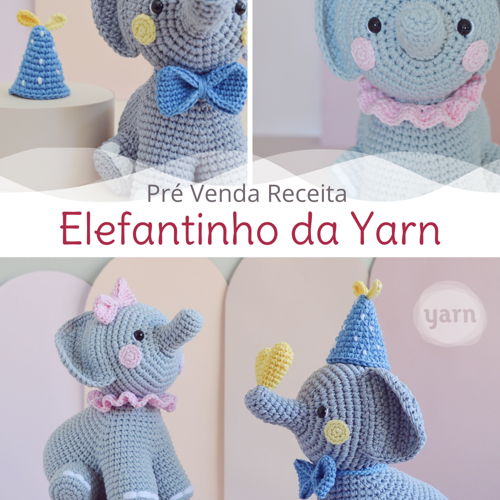 Het patroon voor het haak speelgoed van Yarn's Little Elephant Amigurumi.