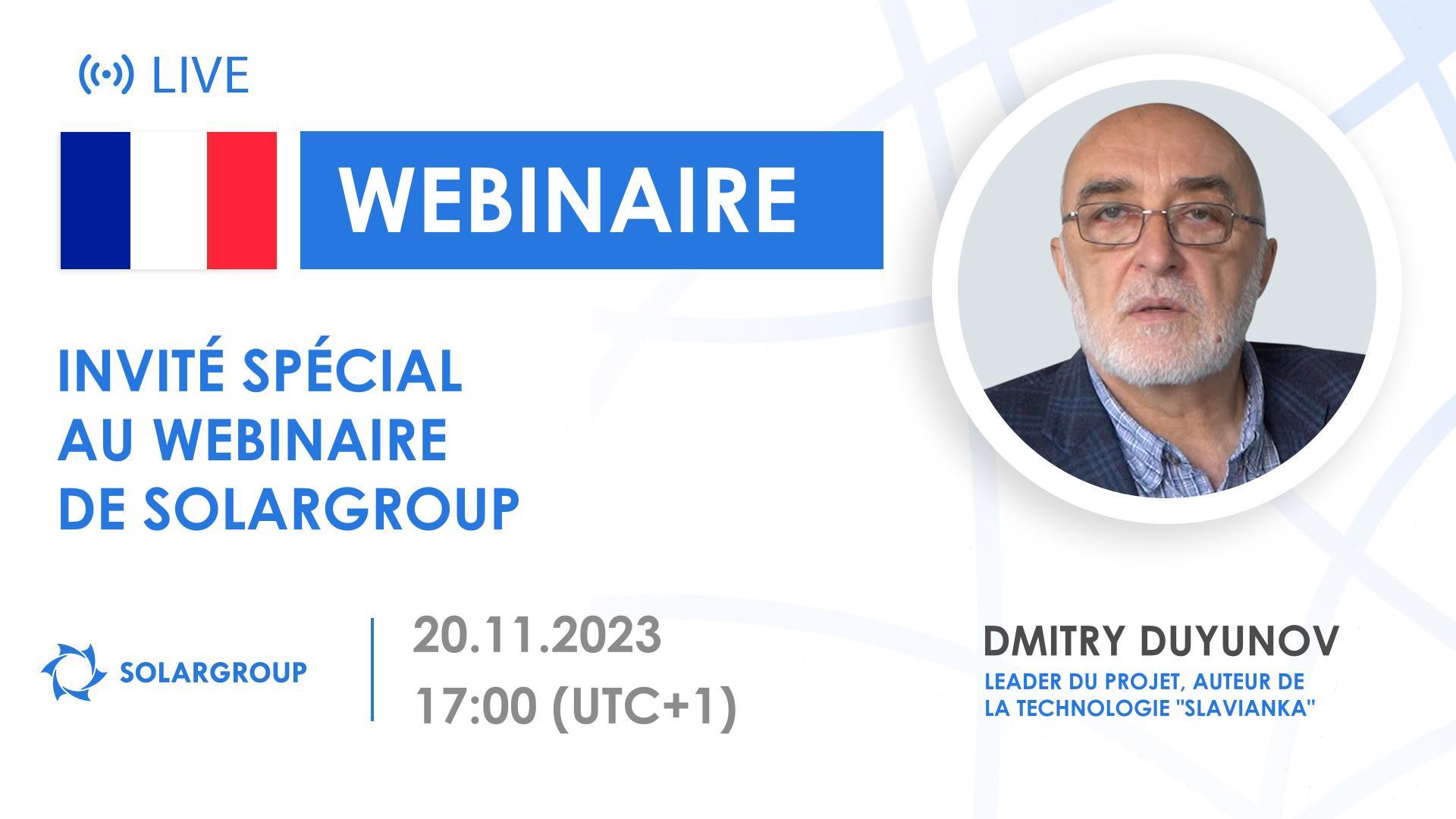 France. Dmitry DUYUNOV participera au webinaire SOLARGROUP