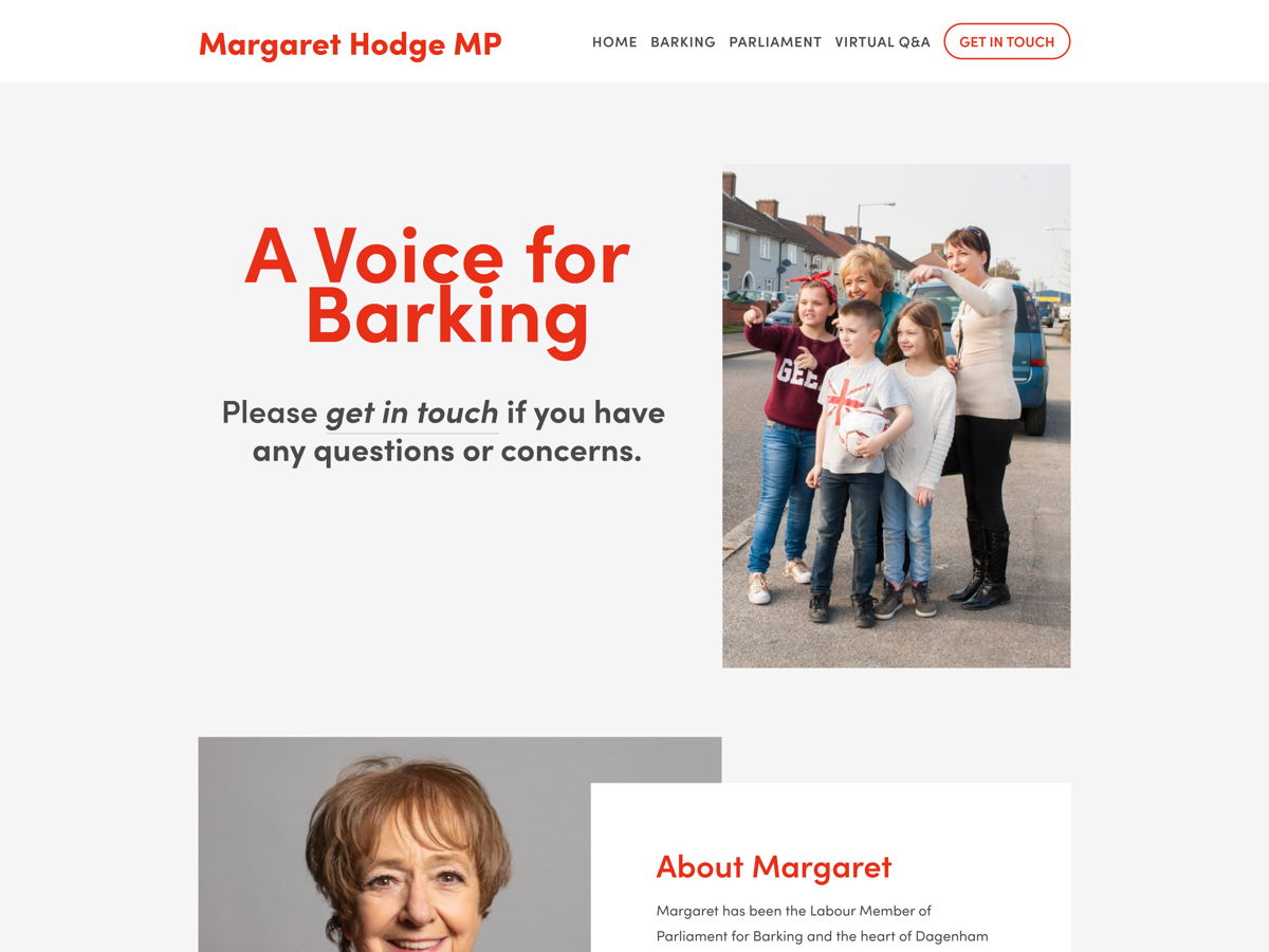 Screenshot of Margaret Hodge, from the politician websites collection.