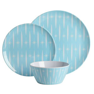 Wanda June Home Retro Renegade 12-Piece Melamine Dinnerware Set, Teal