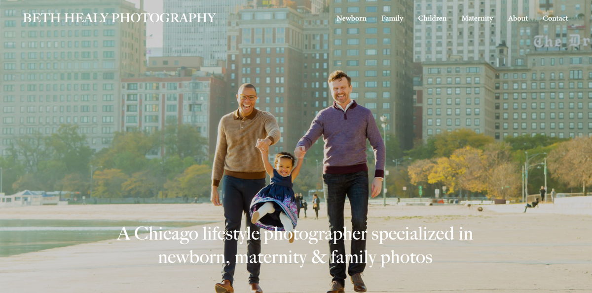 Screenshot of Beth Healy Photography, from the photography websites collection.