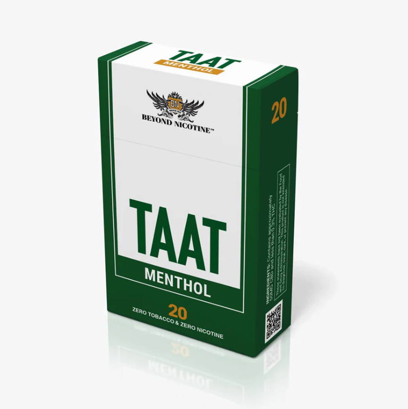 Pack of menthol TAAT tri menthol TAAT today zero Tobacco zero nicotine alternative Cigarette