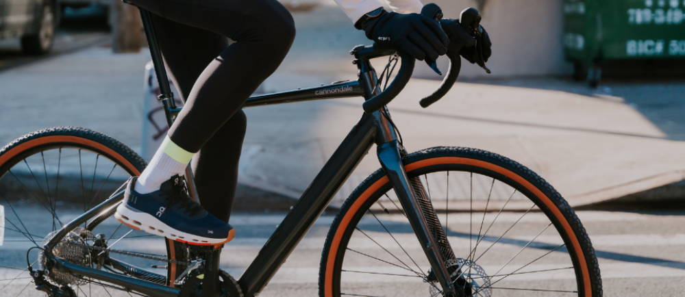 a cyclist on a cannondale electric road bike
