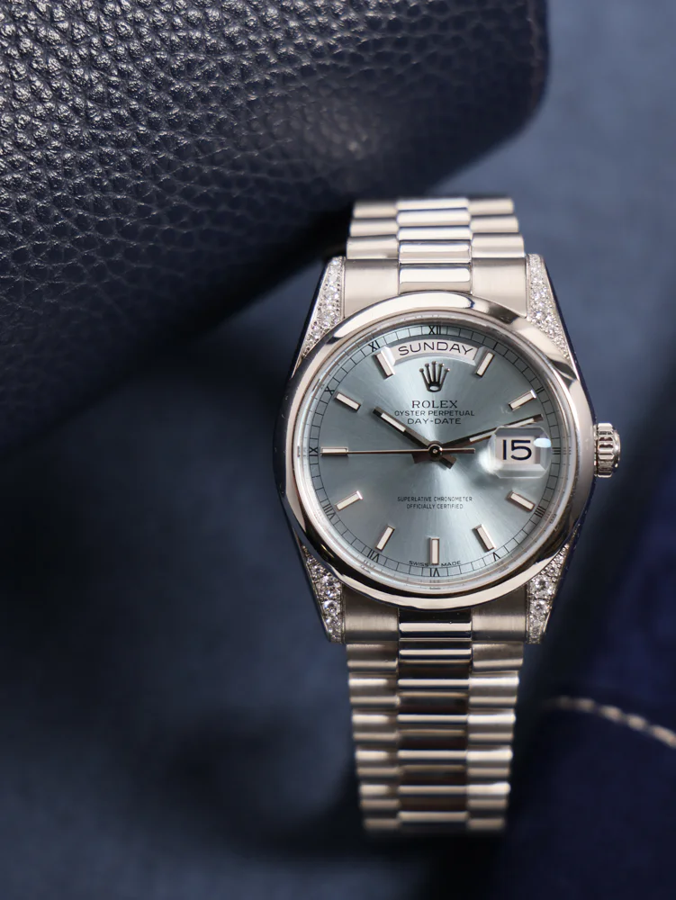 Rolex Day-Date 36 36 Ice Blue Dial Diamond Lugs Officially serviced 08/2026