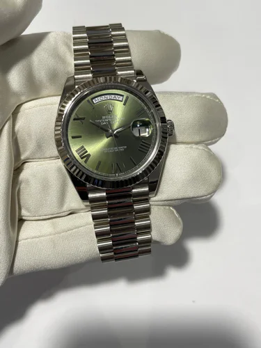 Rolex Day-Date 40 White Gold Green Dial Roman Numerals Box and Papers 2025