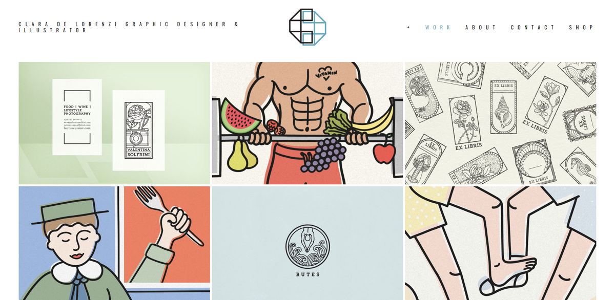 Screenshot of Clara De Lorenzi, from the squarespace artist websites collection.
