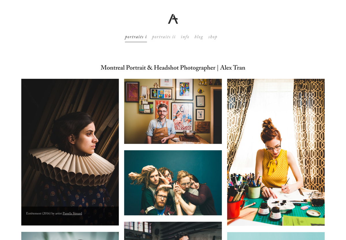 Screenshot of Alex Tran, from the squarespace artist websites collection.