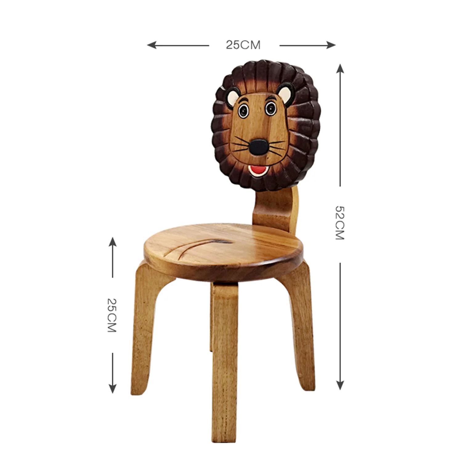 Children’s wooden chair: Lion themed with solid backrest - Image 6