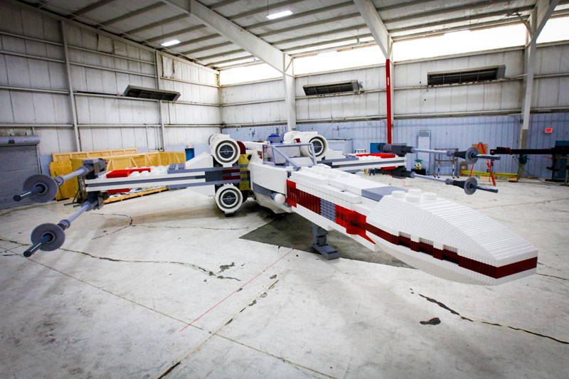 X-wing model LEGO sculpture