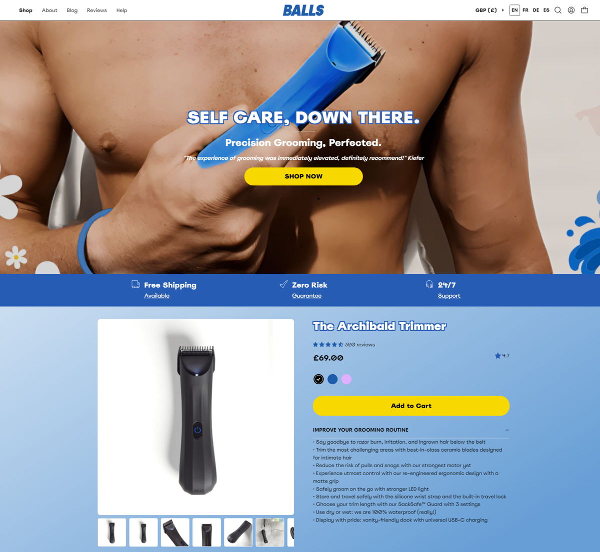 Screenshot of Balls , from the blue websites collection.