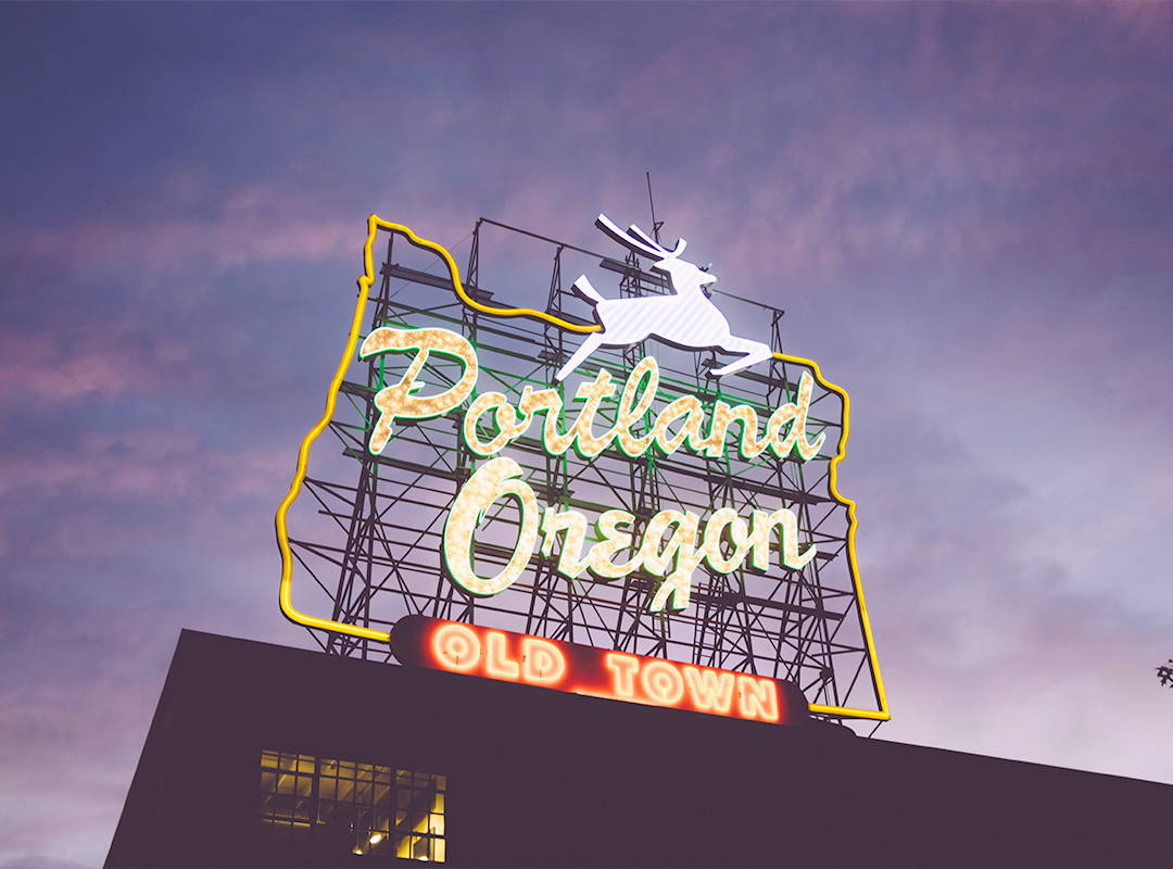 The Portland, Oregon White Stag sign.