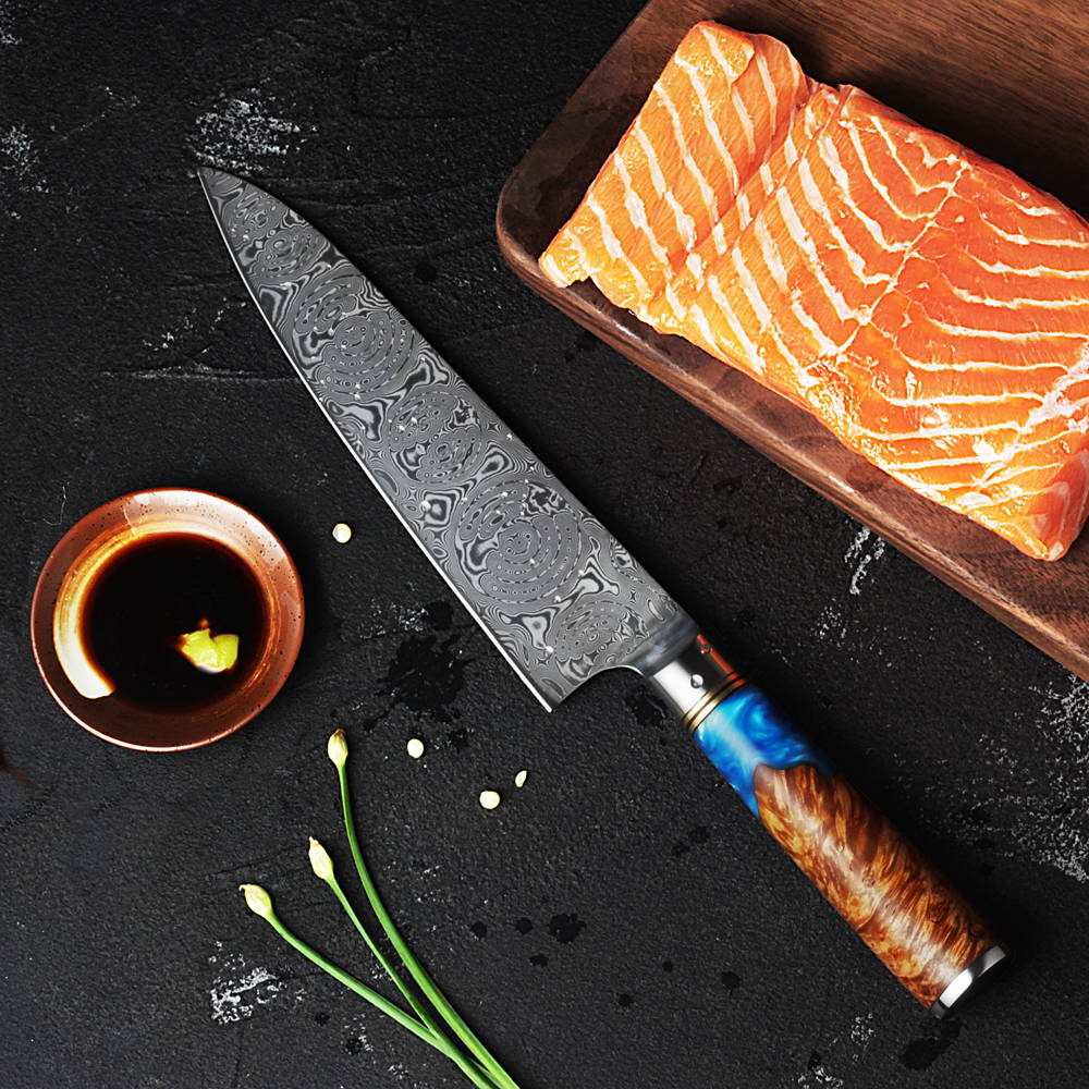 Damascus steel knife, japanese chef knife, best japanese kitchen knife, damascus chef knife