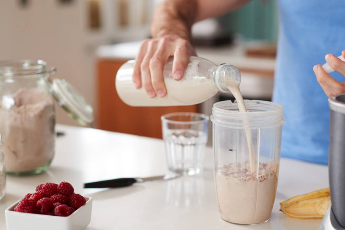 athlete cooking whey protein