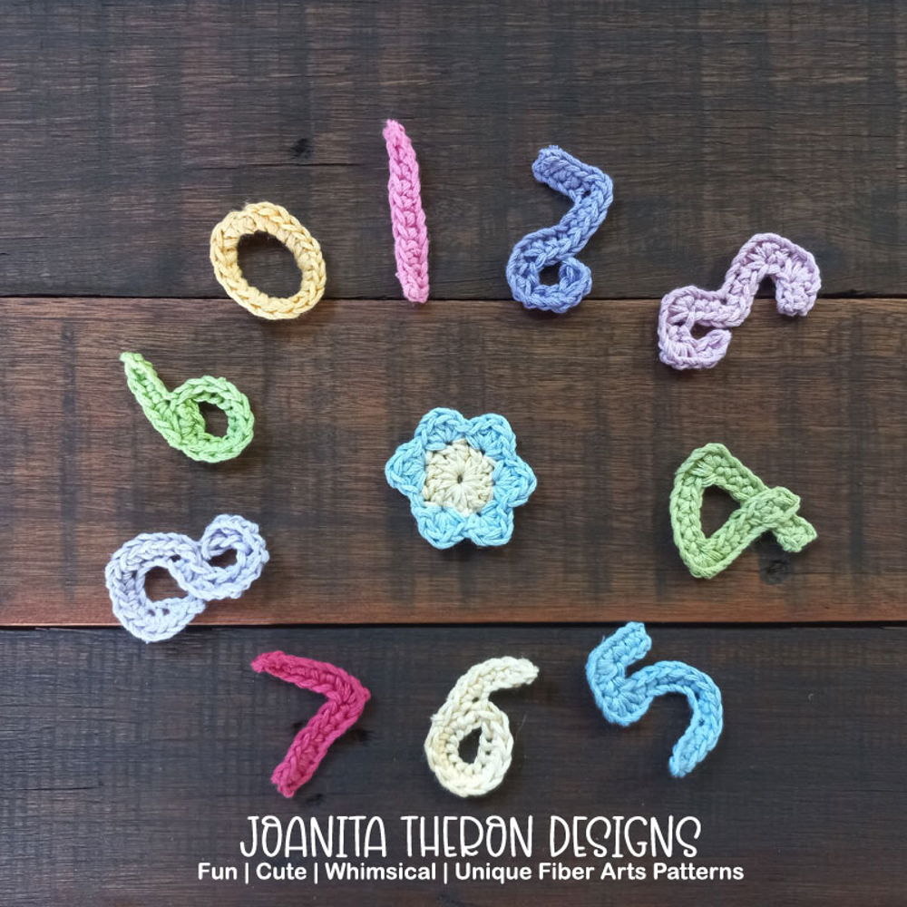 Numbers 0-9 Crochet Appliques