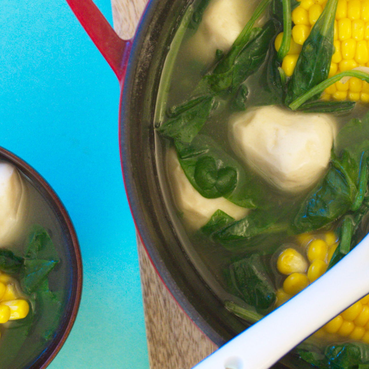 Spinach Soup with Fish Balls