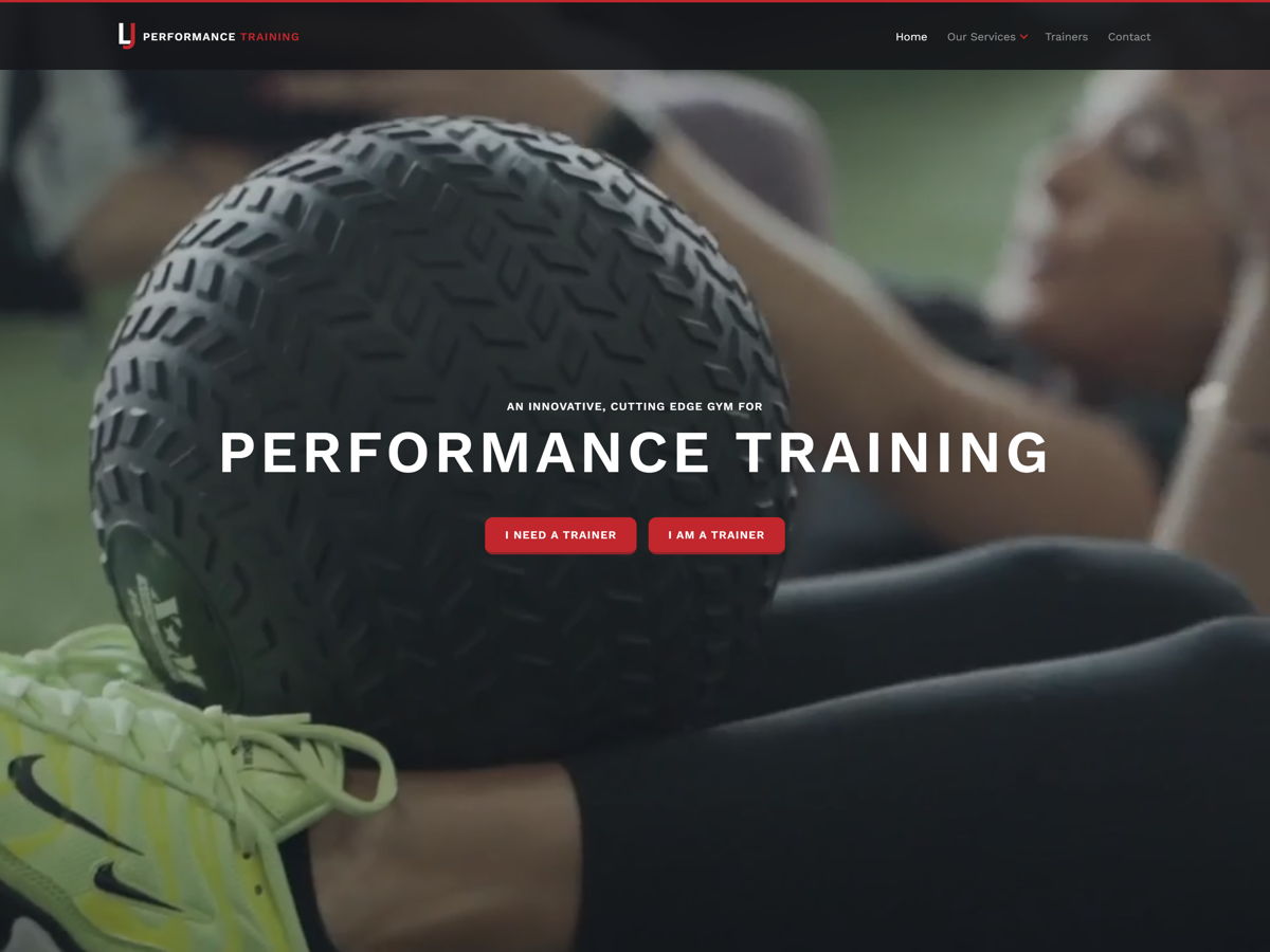 Screenshot of LJ Performance Training, from the fitness websites collection.