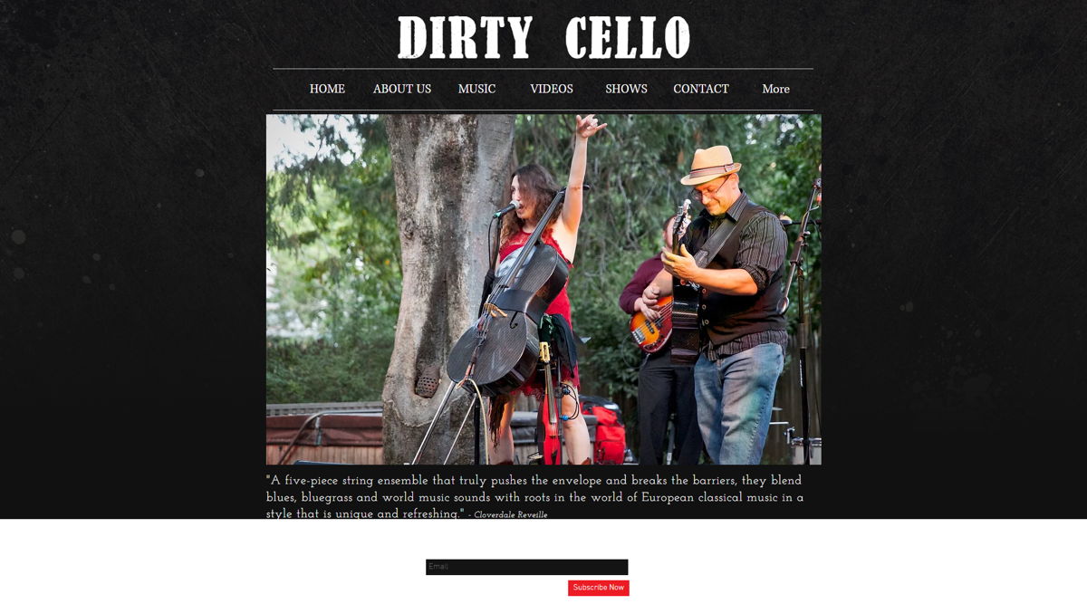 Screenshot of Dirty Cello, from the band websites collection.