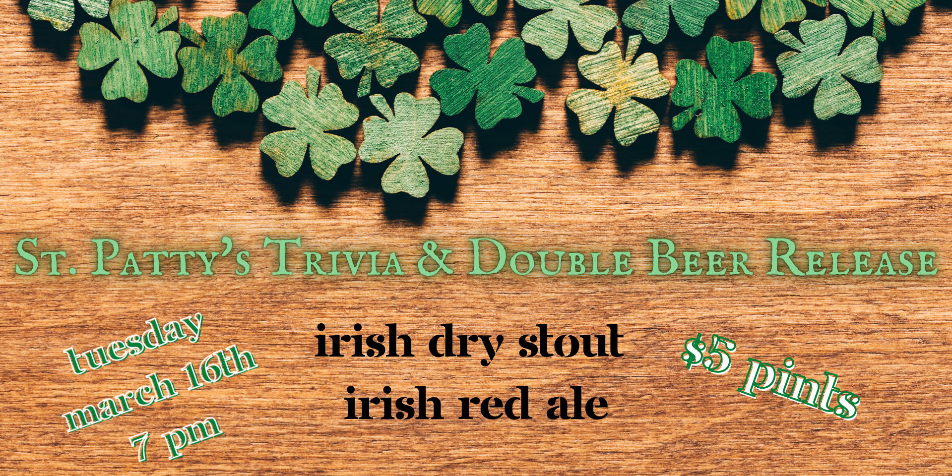 St. Patty's Trivia and Double Beer Release promotional image