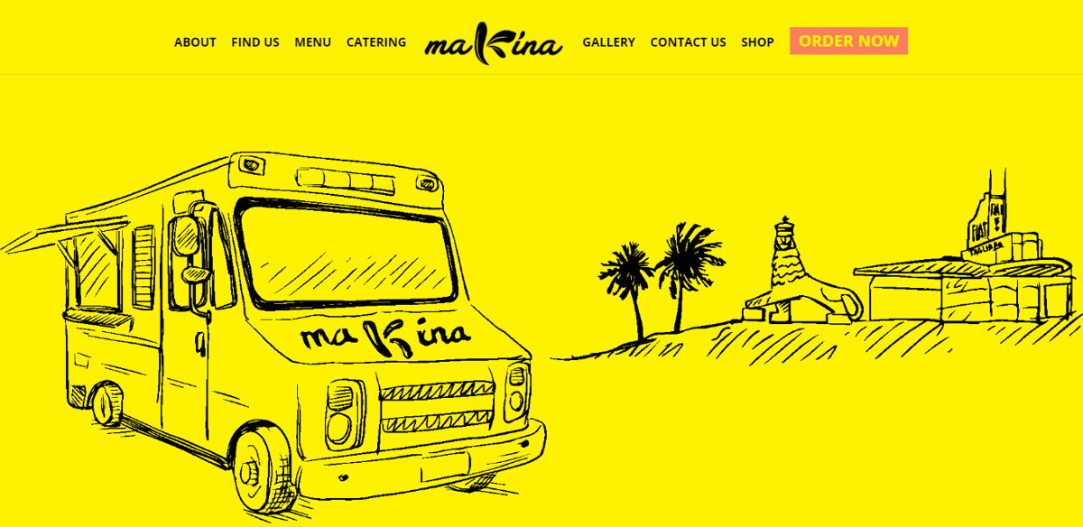 Screenshot of Makina, from the food truck websites collection.