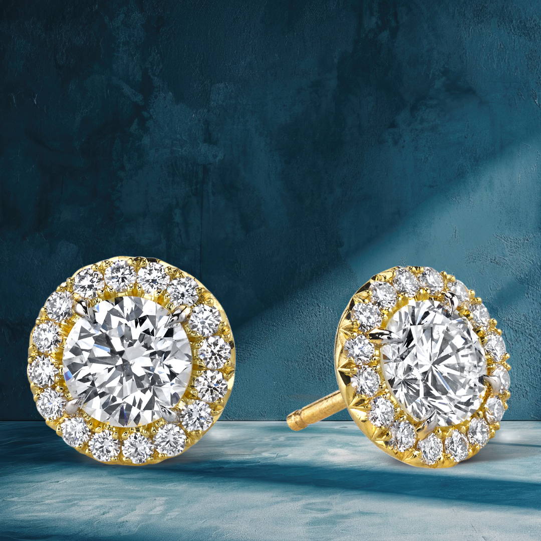 Diamond studs in rose gold