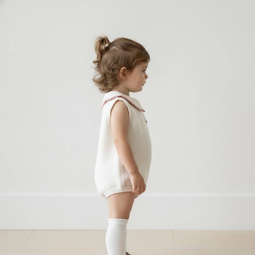 Barboteuse qualité rose clair doux premium élégance chic premium enfant bébé romper raffiné adorable coeurs rouges pour bébé et enfant, en coton doux et bambou et respirant, certifié OEKO-TEX, idéal pour compléter une tenue d’enfant chic et confortable fraises rouges et blanches