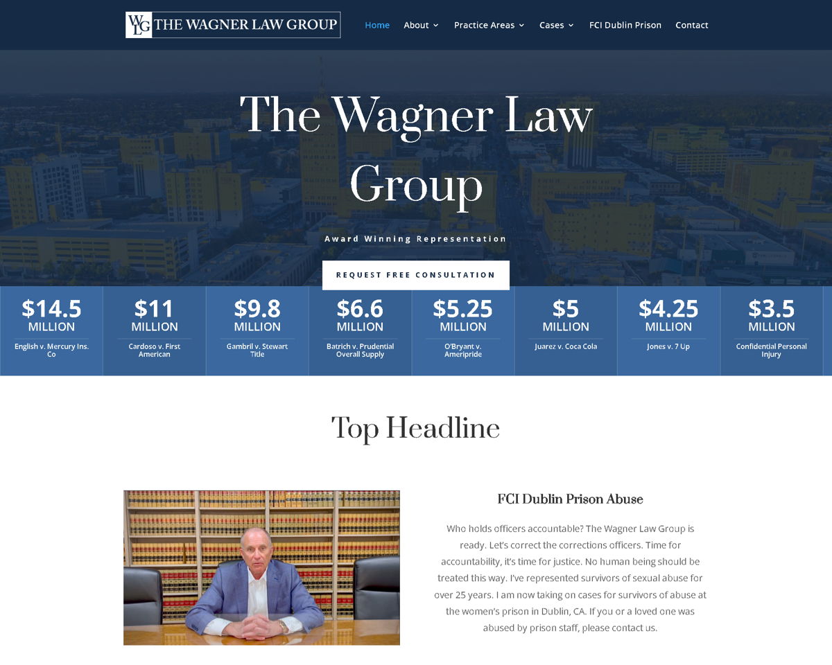 Screenshot of The Wagner Law Group, from the law firm websites collection.