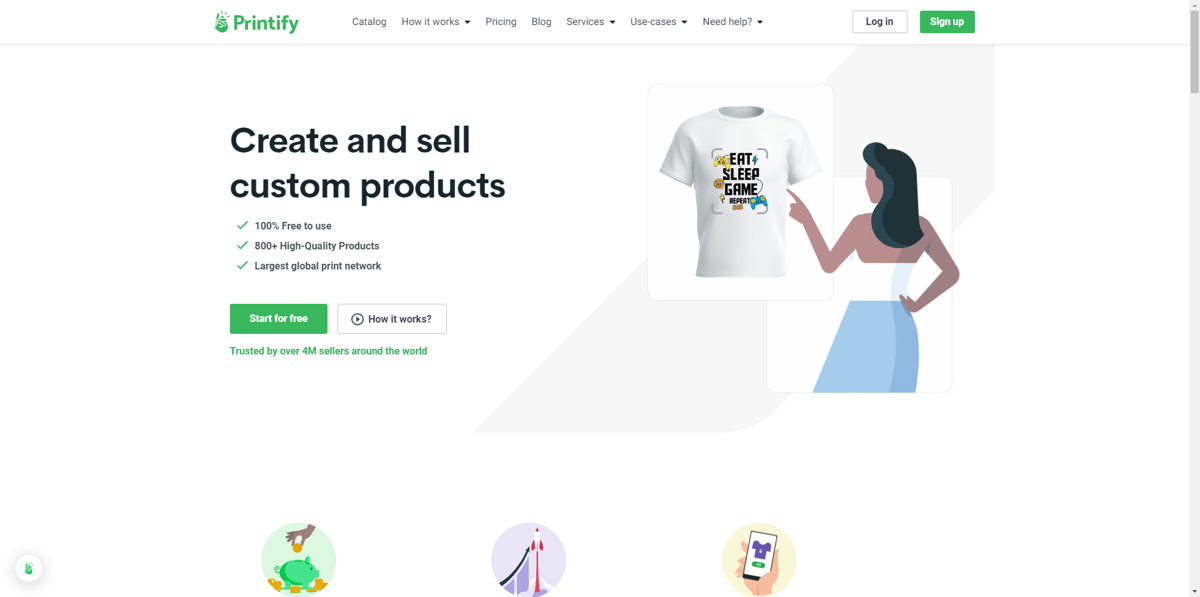 Screenshot of Printify, from the saas websites collection.