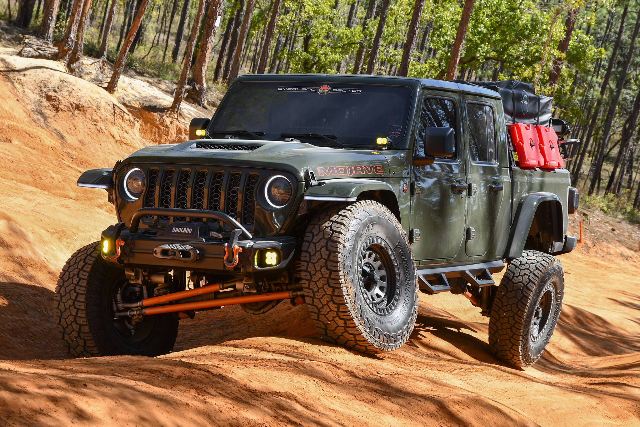 2021 Jeep Gladiator Mojave Lifted with HD Off-Road Overland Sector Venture Wheels in 17x9.0 All Satin Black