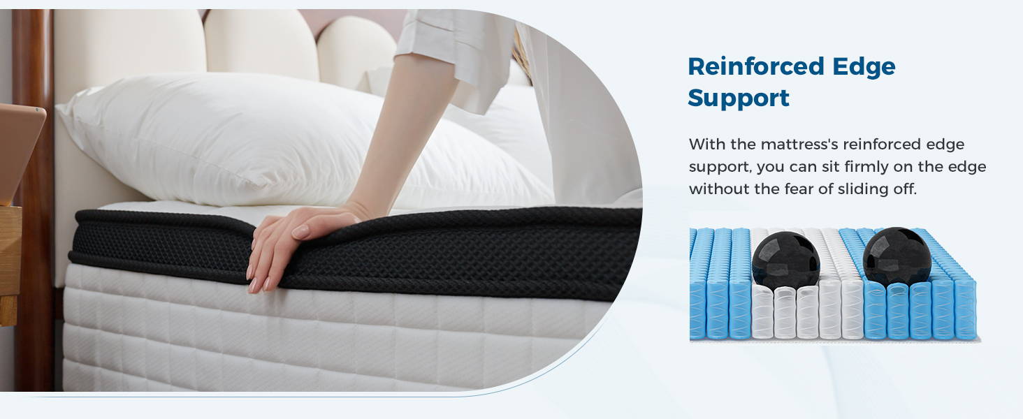 Inofia 12 Inch Cloud-Lux Memory Foam Mattress with Pocket Sprung Medium Firm with Tencel Fabric Fire Resistant Barrier Pressure Relieving OEKO-TEX Certified