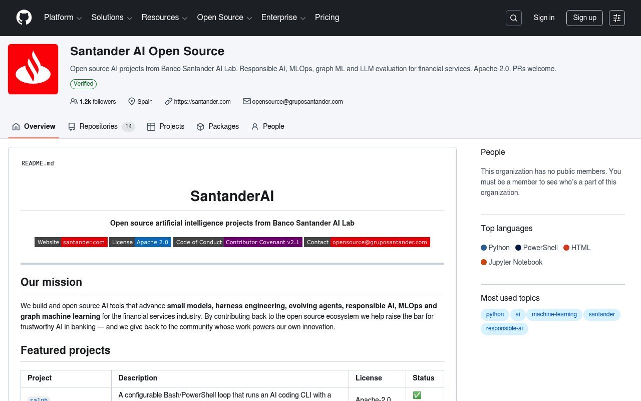 Santander AI Open Source Projects on GitHub