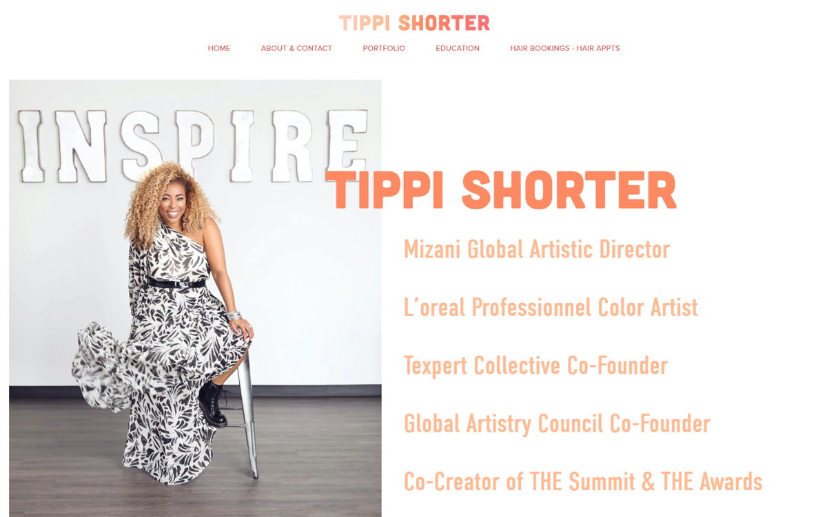 Screenshot of Tippi Shorter, from the hair stylist portfolios collection.