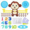Educational balancing math game with cards, numbers, and little monkeys. 
