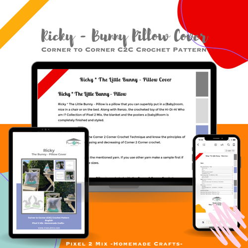 Ricky - The Bunny Pillow Cover - Corner to Corner C2C Crochet
