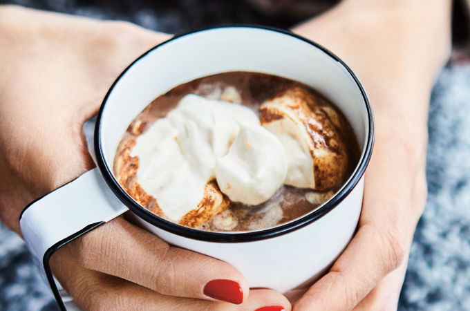 Hot Chocolate with Apricot Whipped Cream