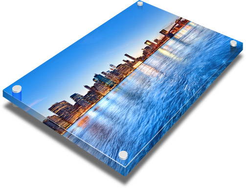 Glossy acrylic print with standoffs