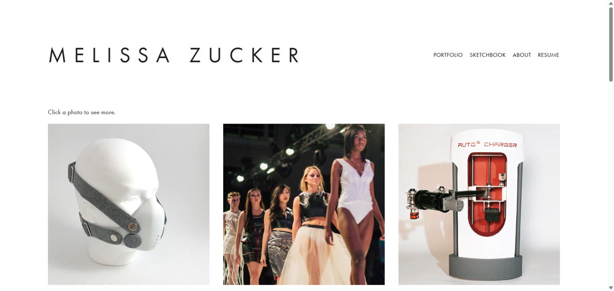 Screenshot of Melissa Zucker, from the engineer portfolios collection.